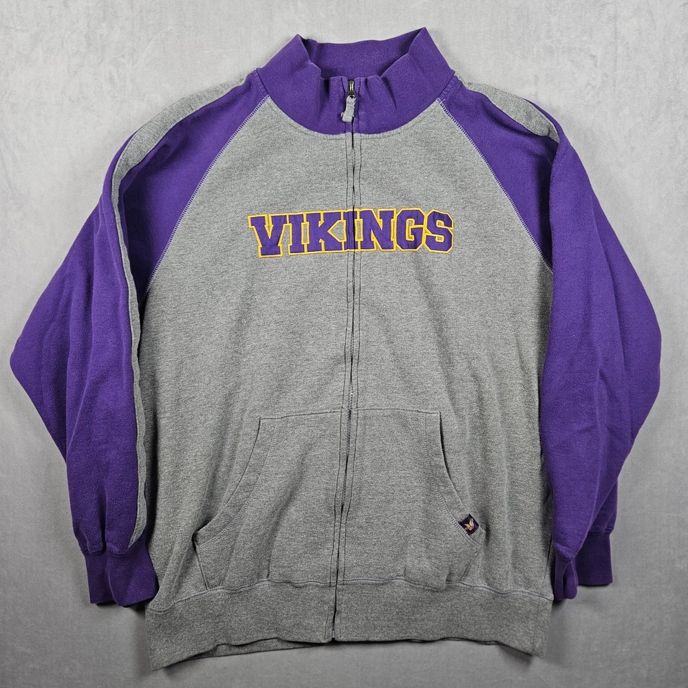 Minnesota Vikings Jacket Mens XL Full Zip Fleece Lined Sweatshirt Pockets